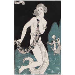 "Bacchanale":: Pochoir im frühen Art déco-Stil von George Barbier:: 1923