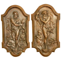 Pair of Bronze Mounts Featuring Zeus and Poseiden, French