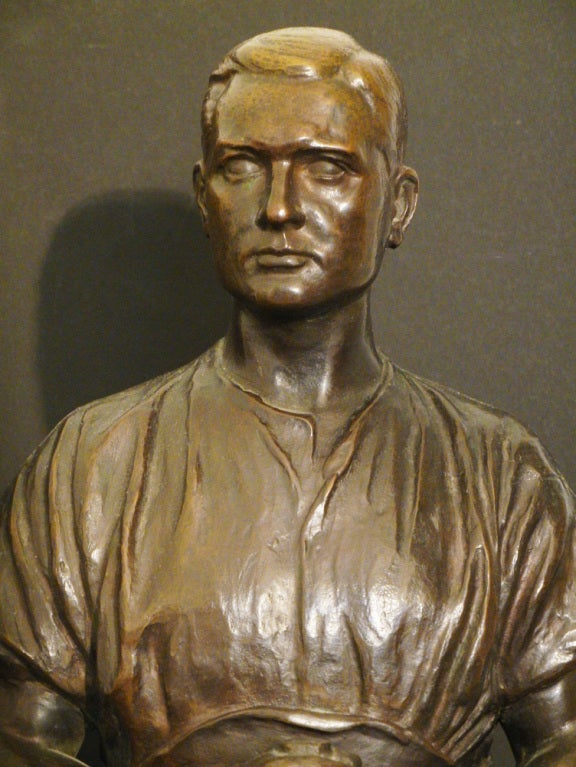 This strong bronze perfectly exemplifies the early 20th century artist's interest in documenting and ennobling the work of the common man.  Although Schmidt was German, his counterparts in America, Great Britain, Italy and other nations were