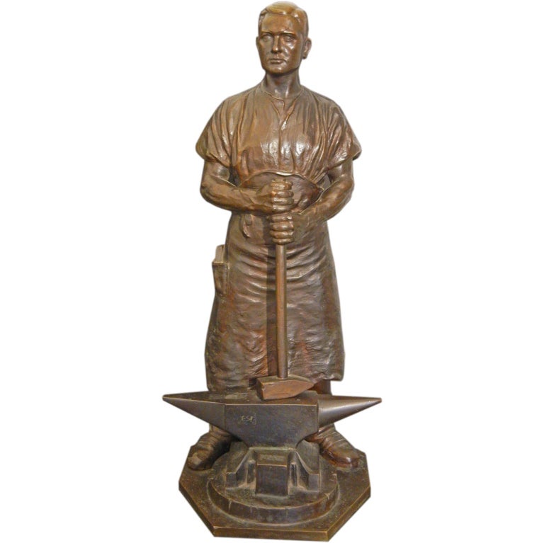"Blacksmith, " Large, Rare Bronze by Nicolaus Schmidt