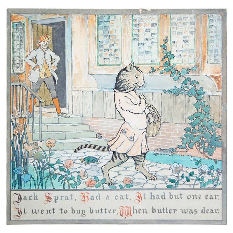 "Jack Sprat Had a Cat, " Famed 1911 Nursery Rhyme Illustration For Sale