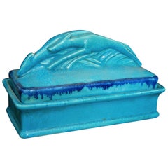 Very Rare Art Deco Lidded Box with Running Deer, Goebel