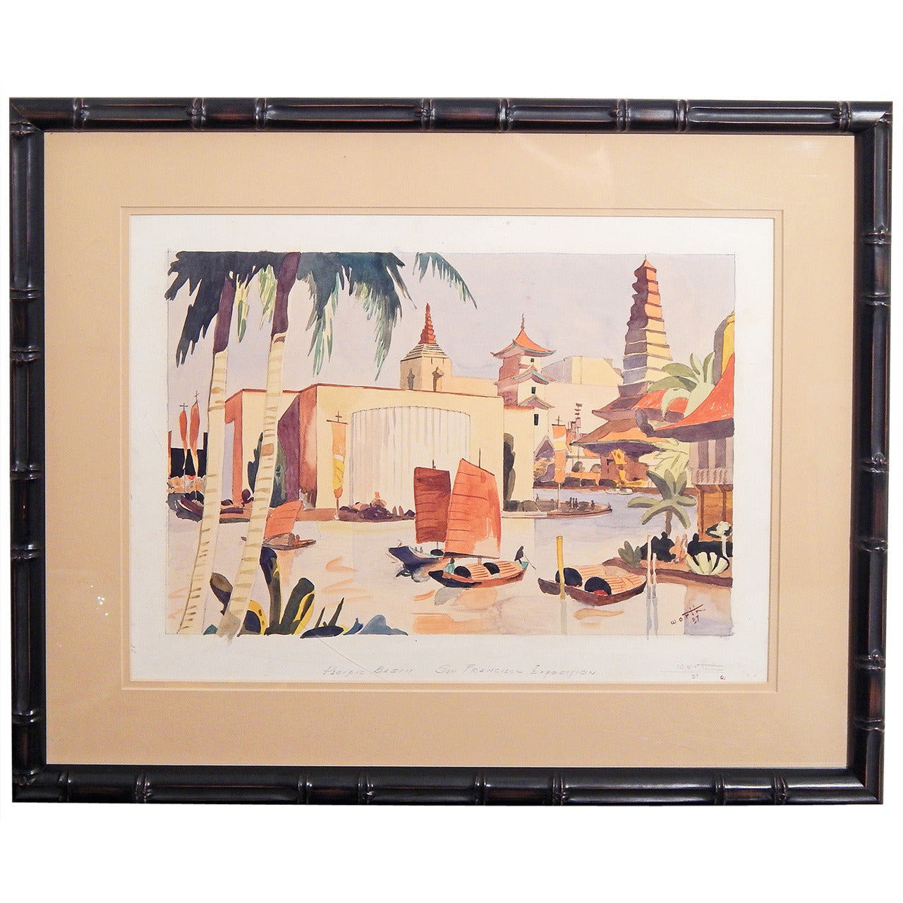 "Pacific Basin, " Important Art Deco Painting of Golden Gate Expo