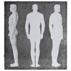"Male Nude, Three Views," Important Drawing by Jared French