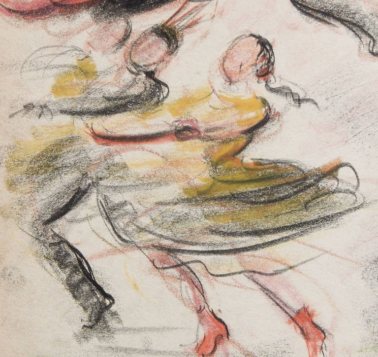 „Kranische Tänzer“, Art-Déco-Zeichnung von Jean Target, 1930er Jahre (Französisch) im Angebot