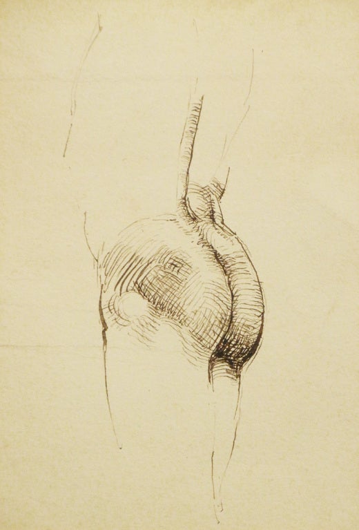 This very fine sketch, reminiscent of preparatory drawings by Renaissance and Baroque masters, is attributed to John Kenneth Green, a British artist best known for landscape and portrait paintings.  Image size is 4.25