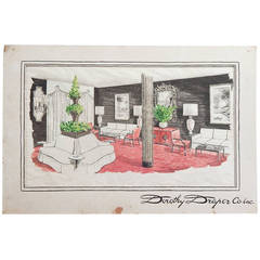 Important, Rare Original Watercolor Rendering Painting by Dorothy Draper Co.