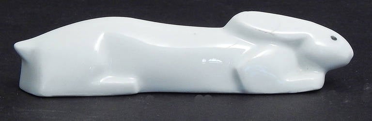 Juego de nueve inusuales apoyacuchillos Art Decó de porcelana, Francia mediados del siglo XX en venta