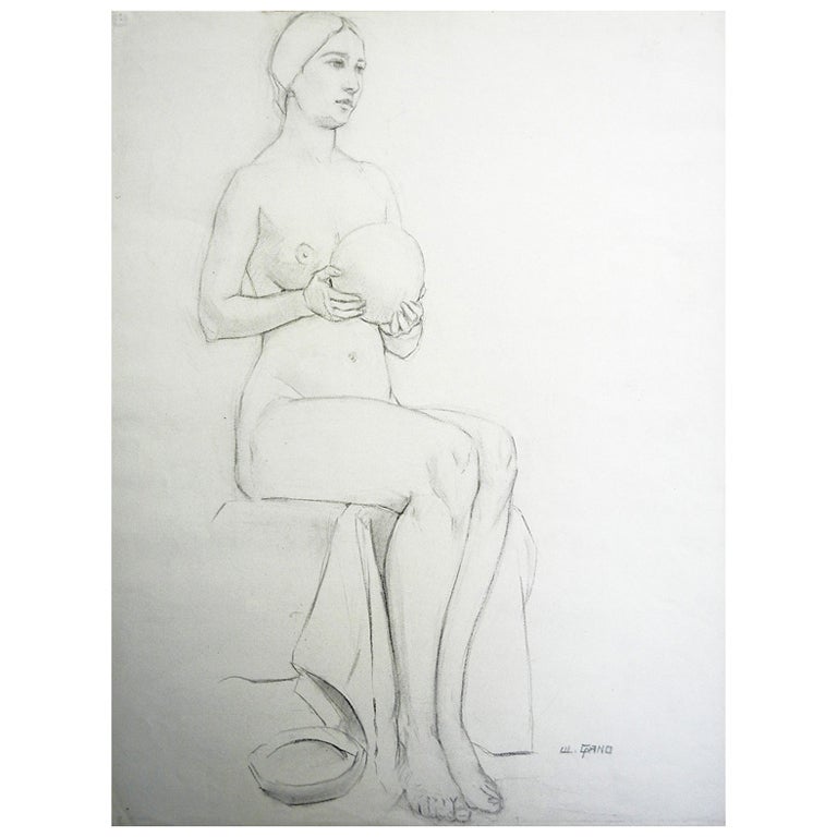 "Female Nude with Ball" (femme nue avec boule), dessin de Waano-Gano en vente