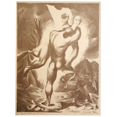 "Jacob Wrestling With the Angel, " WPA-style Lithograph