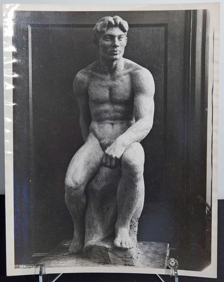 This original black and white photograph of one of Richmond Barthé's rare, little-known sculptures was taken by the famous studio of Morgan and Marvin Smith, who located on West 125th Street next to the renowned Apollo Theater.  The Smith brothers