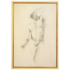 "Nude Male w/ Upraised Arm," Drawing by John Koch