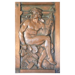 Antique "The Arts, " Rare Allegorical Bronze Relief by Barrias