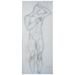 "Nudo maschile in piedi", disegno a matita di Littlefield, 1937
