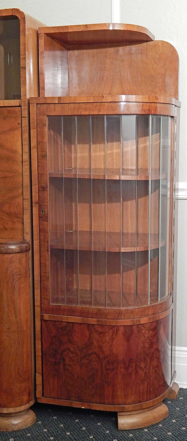 Art Deco/Moderne Figured Walnut Cabinet with Desk, Czech In Good Condition In Philadelphia, PA