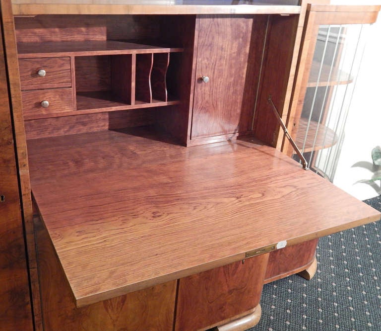 Art Deco/Moderne Figured Walnut Cabinet with Desk, Czech 1
