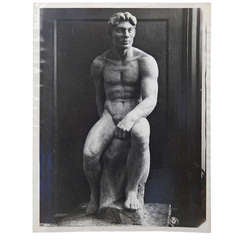 Vintage "Seated Figure, " Important Photograph of Male Nude by Barthe