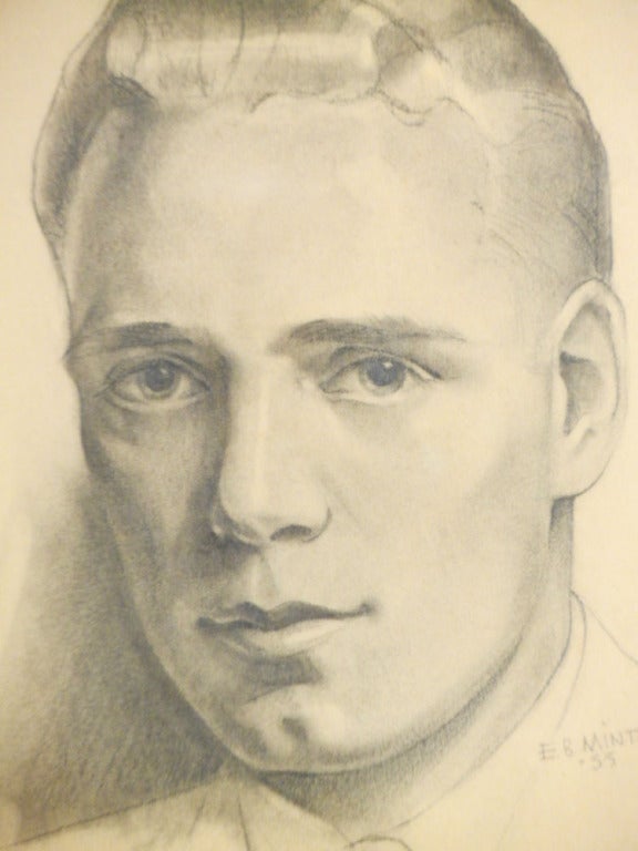 American Art Deco Male Portrait by E. B. Minter, 1933 For Sale