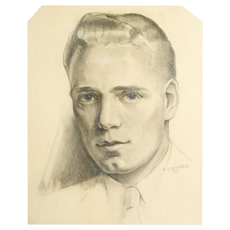 Art Deco Male Portrait by E. B. Minter, 1933 For Sale