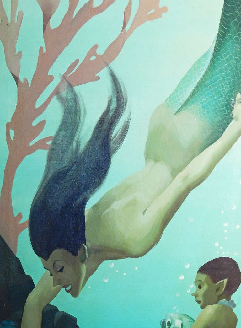 "Mermaid":: chef-d'œuvre mural Art déco de Paul Julian:: artiste WPA