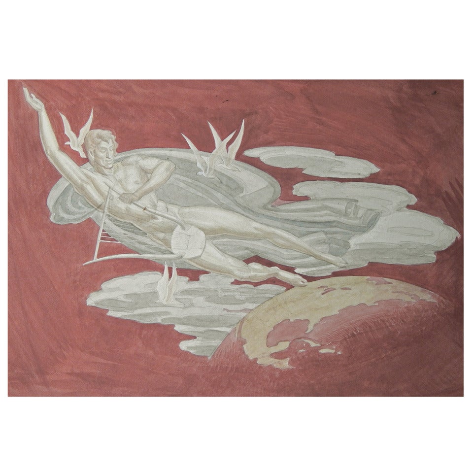 "Orpheus Over the Globe, " Important Mural Study for 1939-1940 NY World's Fair
