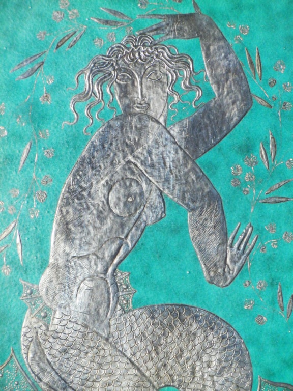 Swedish Rare and Unusual Art Deco Mermaid Plaque by Kage