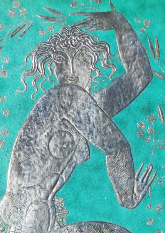 Rare and Unusual Art Deco Mermaid Plaque by Kage In Excellent Condition In Philadelphia, PA