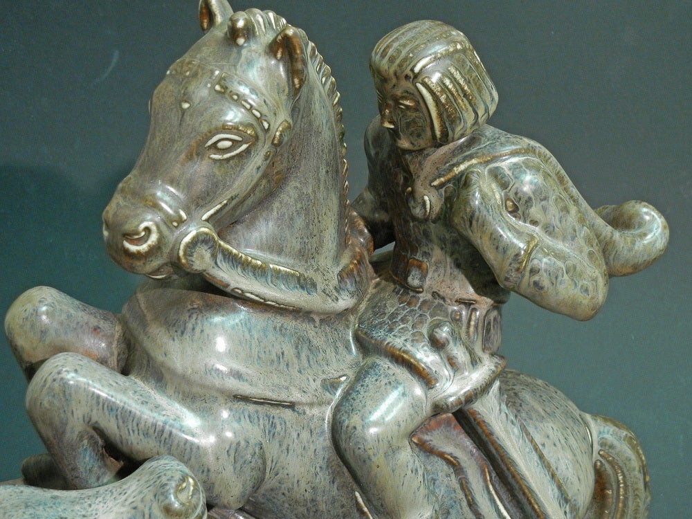 Rare St. George and the Dragon Sculpture by Nylund for Rorstrand In Excellent Condition In Philadelphia, PA