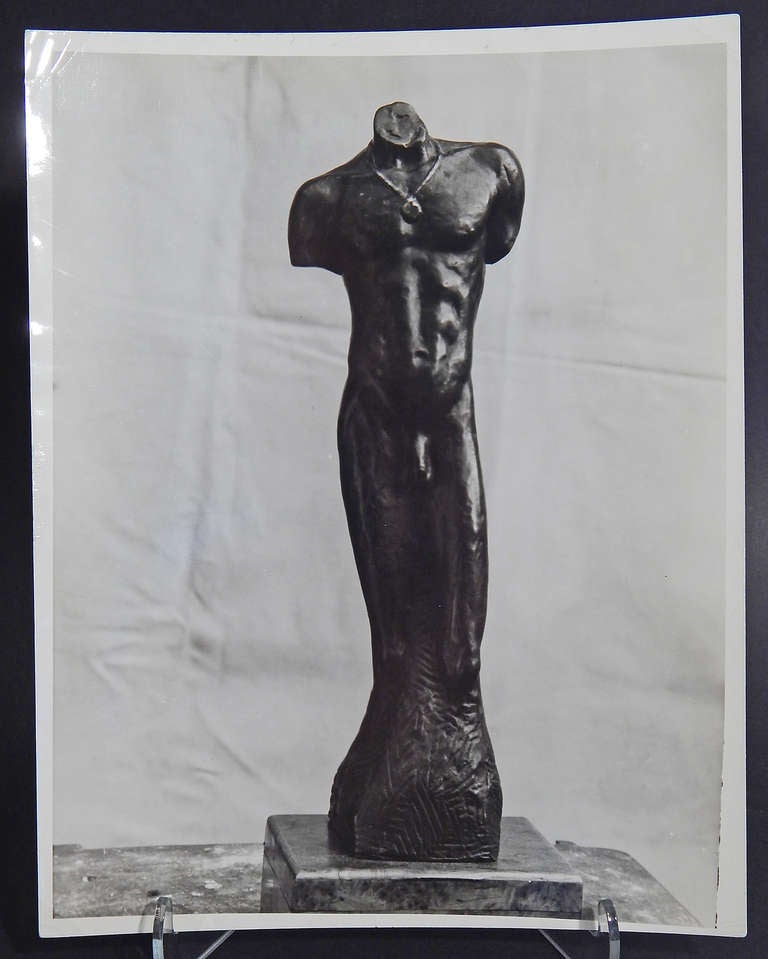 This original black and white photograph of one of Richmond Barthé's most important sculptures was taken by the famous studio of Morgan and Marvin Smith, who located on West 125th Street next to the renowned Apollo Theater.  The Smith brothers moved