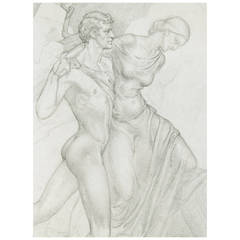 Vintage "Nude Male and Draped Female, " Study for Painting by Dunbar Beck