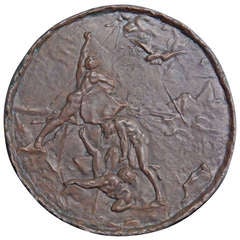 "The Clash of the Titans", Rondel mitológico de bronce con desnudos masculinos, Francia
