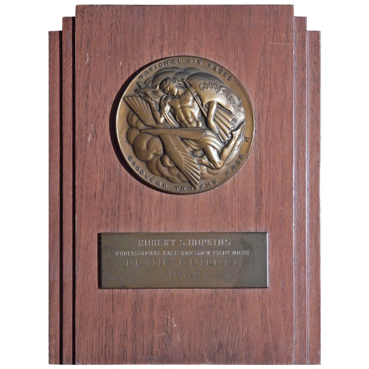 Goodyear Trophy Race Plaque, National Air Races, 1948, with Chambellan Medal For Sale