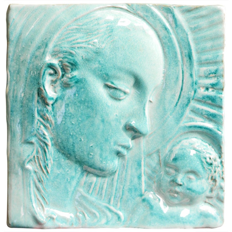 Jolie carreau Art Déco/Mid-Century Madonna and Child