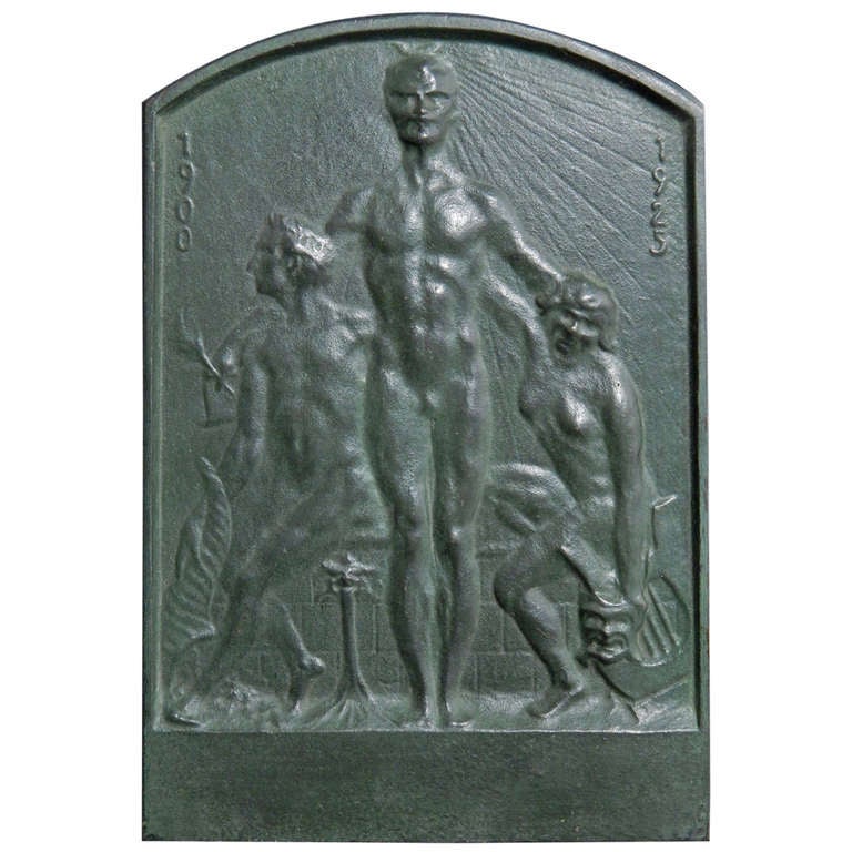 "Arts and Abundance, " Swedish Art Deco Bronze Plaque