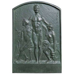 Plaque en bronze Art Déco suédois « Arts and Abundance »