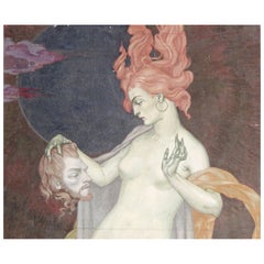 "Salome, importante peinture Art déco de Dunbar Beck, muraliste de la WPA