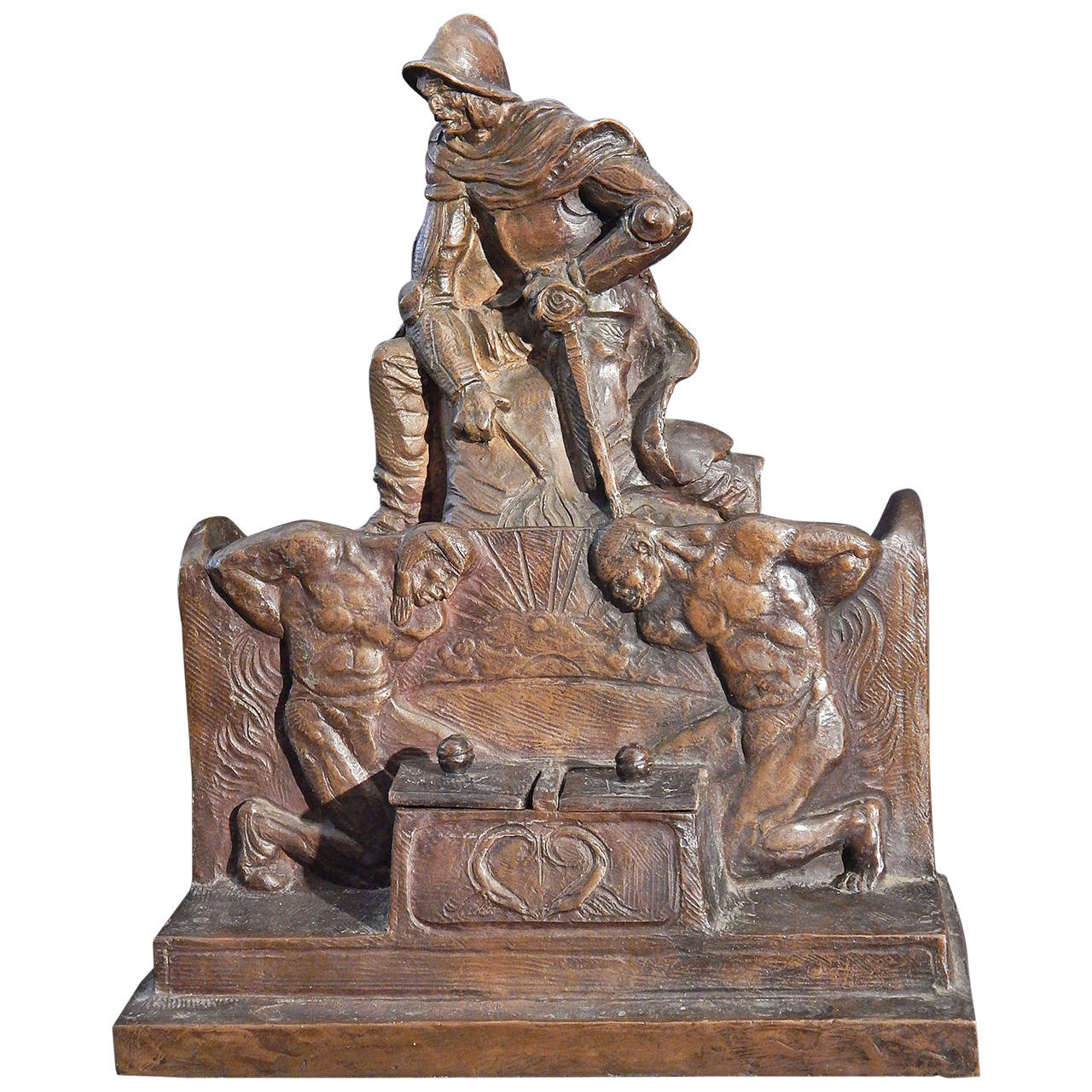"Conquest of Spain," Extraordinary, Monumental Bronze Inkwell, Art Deco