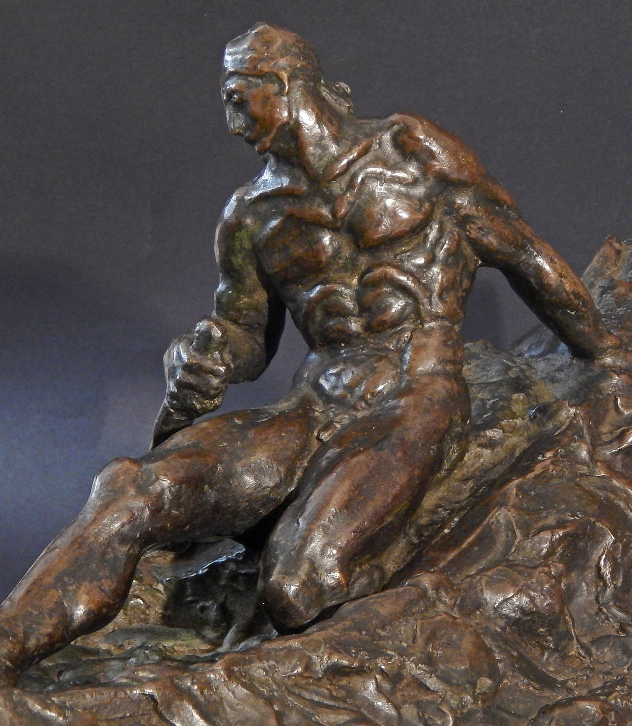 bird pulling man sculpture
