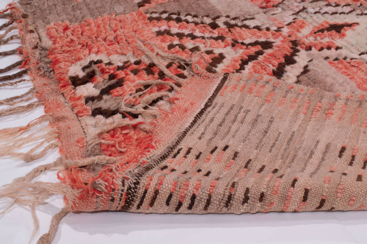 Tribal Distinct Pink and Brown Vintage Moroccan Rug