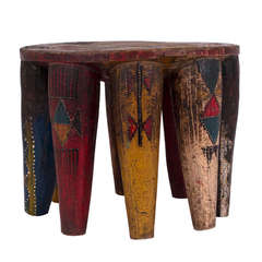 Antique Hand-Painted African Nupe Stool