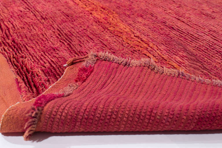 Modern Vibrant Red Abrash Vintage Moroccan Rug
