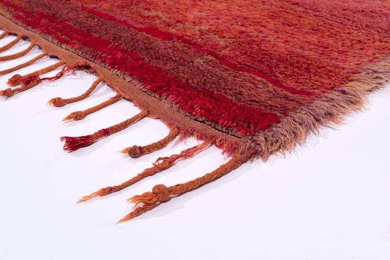 Late 20th Century Vibrant Red Abrash Vintage Moroccan Rug