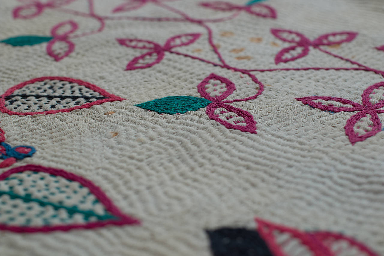Folk Art Antique Indian Quilt Blanket
