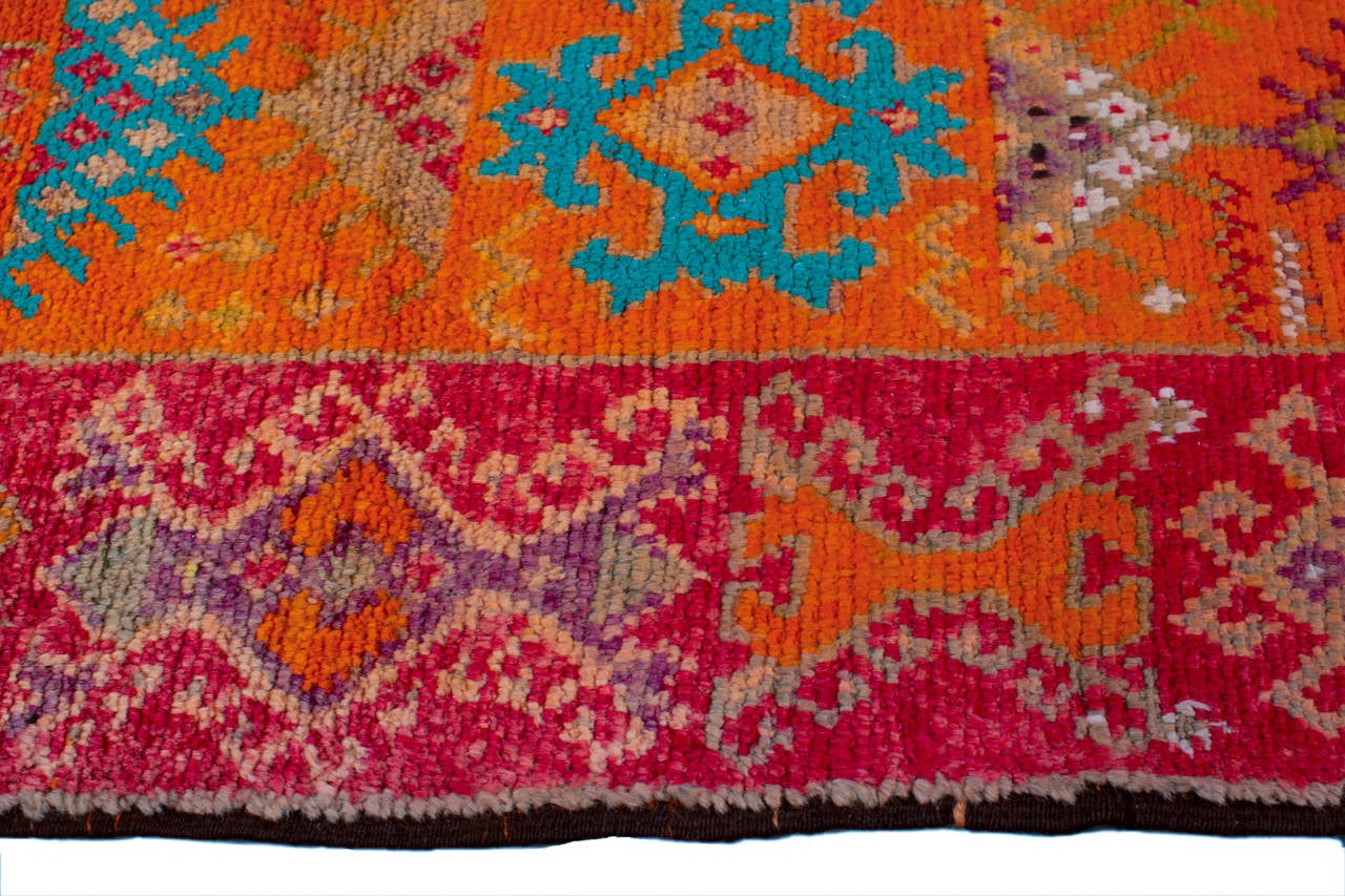 20th Century Handmade Vintage Moroccan Orange and Scarlett Red Berber Rug In Good Condition In New York, NY