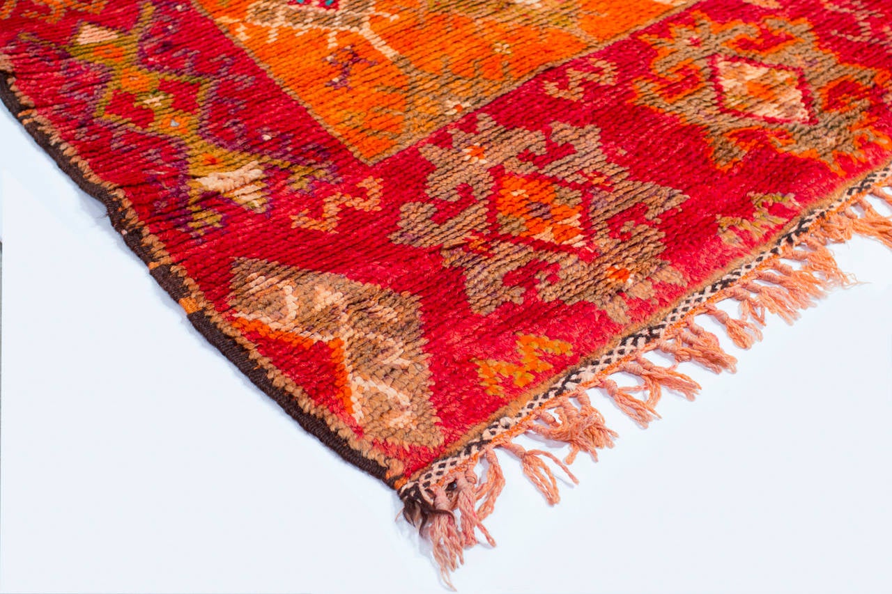 Mid-20th Century 20th Century Handmade Vintage Moroccan Orange and Scarlett Red Berber Rug