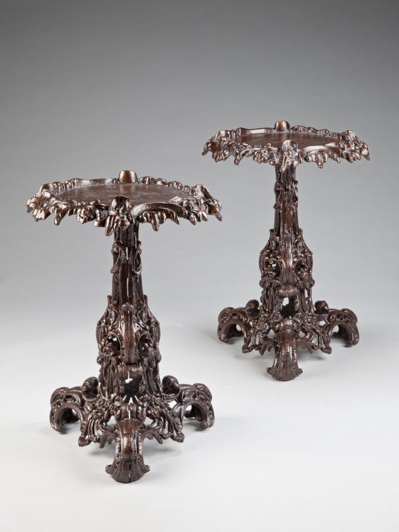 A Pair Of Grotto Style Cast Iron Tables