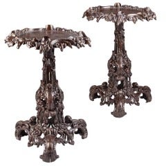 A Pair Of Grotto Style Cast Iron Tables