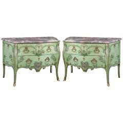 A Pair of Neopolitan Painted Commodes