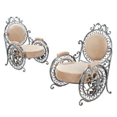 A Pair of Decorative Iron Garden Chairs