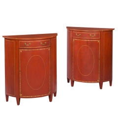 A Pair of Red Morocco Leather Commodes